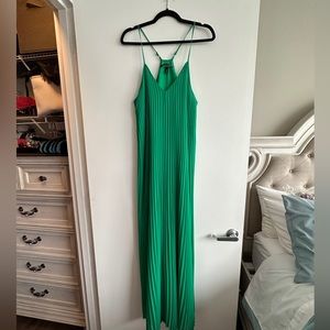 Kelly green pleated maxi dress